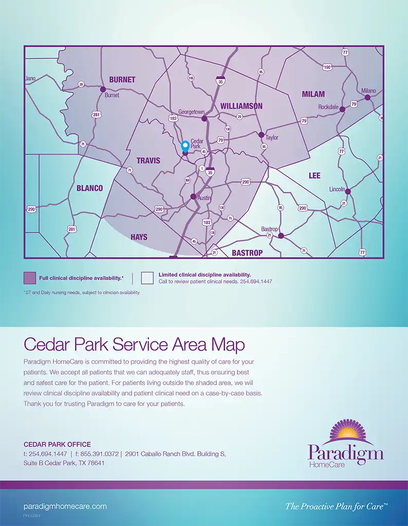 View Cedar Park  Service Area Map