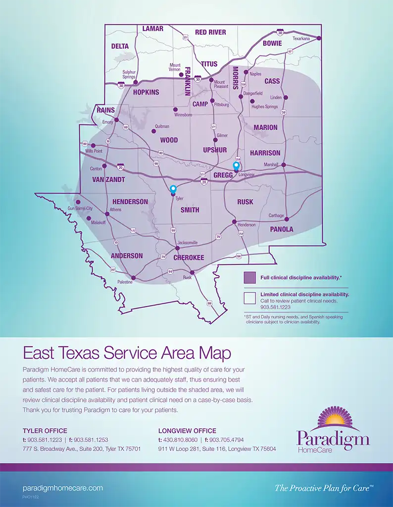 View East Texas Service Area Map