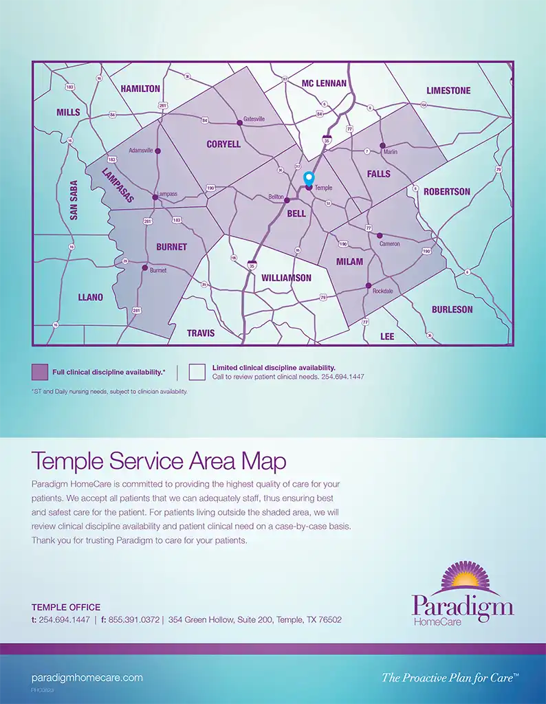 View Temple Texas Service Area Map
